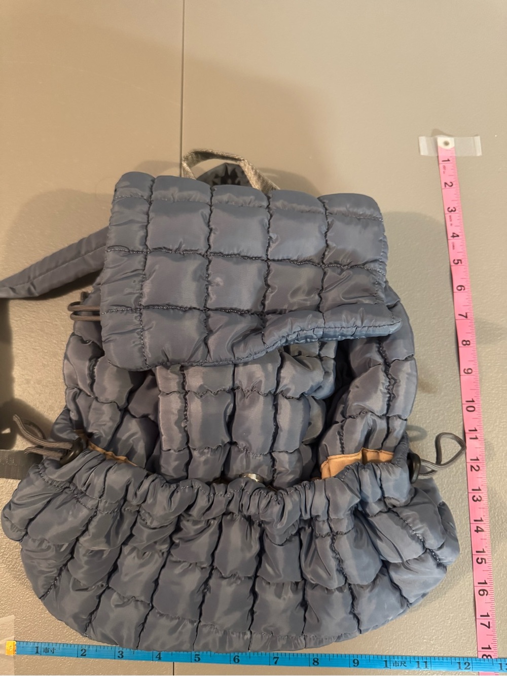 Puffy Backpack Free People Fake in Slate Blue